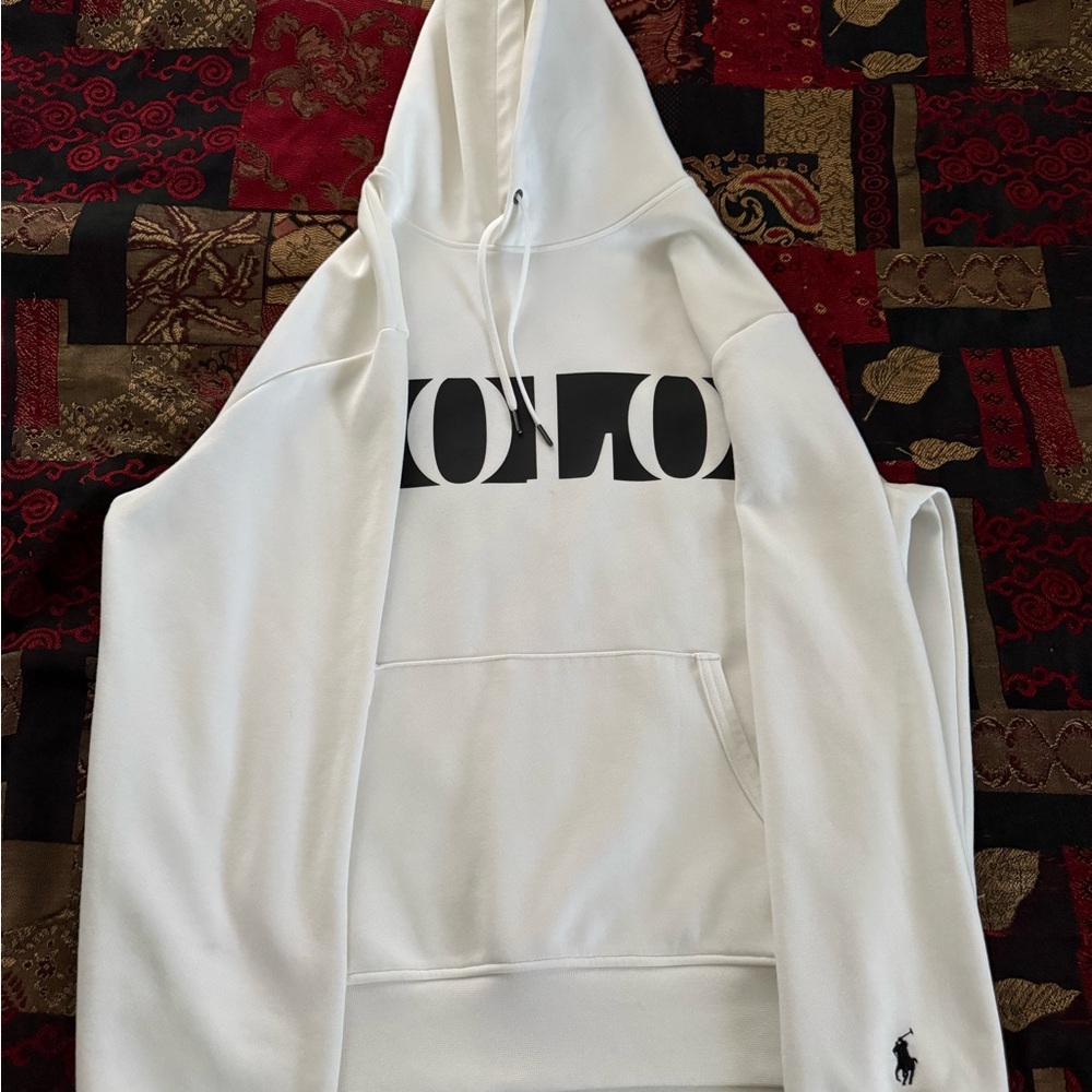 Polo Ralph Lauren Double-Knit Peformance “POLO”White/Black Pullover Hoodie